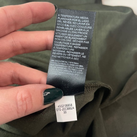 Chicos Olive Green Sleeveless Maxi Dress Side Slit Stretch Size 2 L 070-20C88624 - Picture 9 of 10